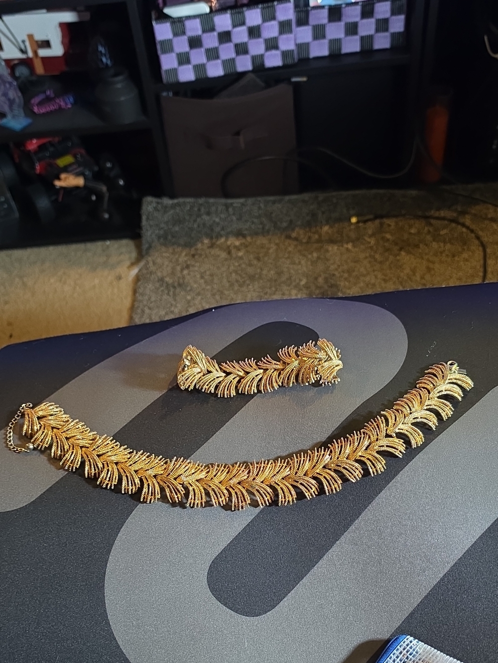Gold-Tone Fern Link Necklace and Bracelet Set - Women Accessories